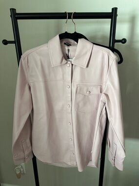 Express Light Pink Leather Shirt Jacket